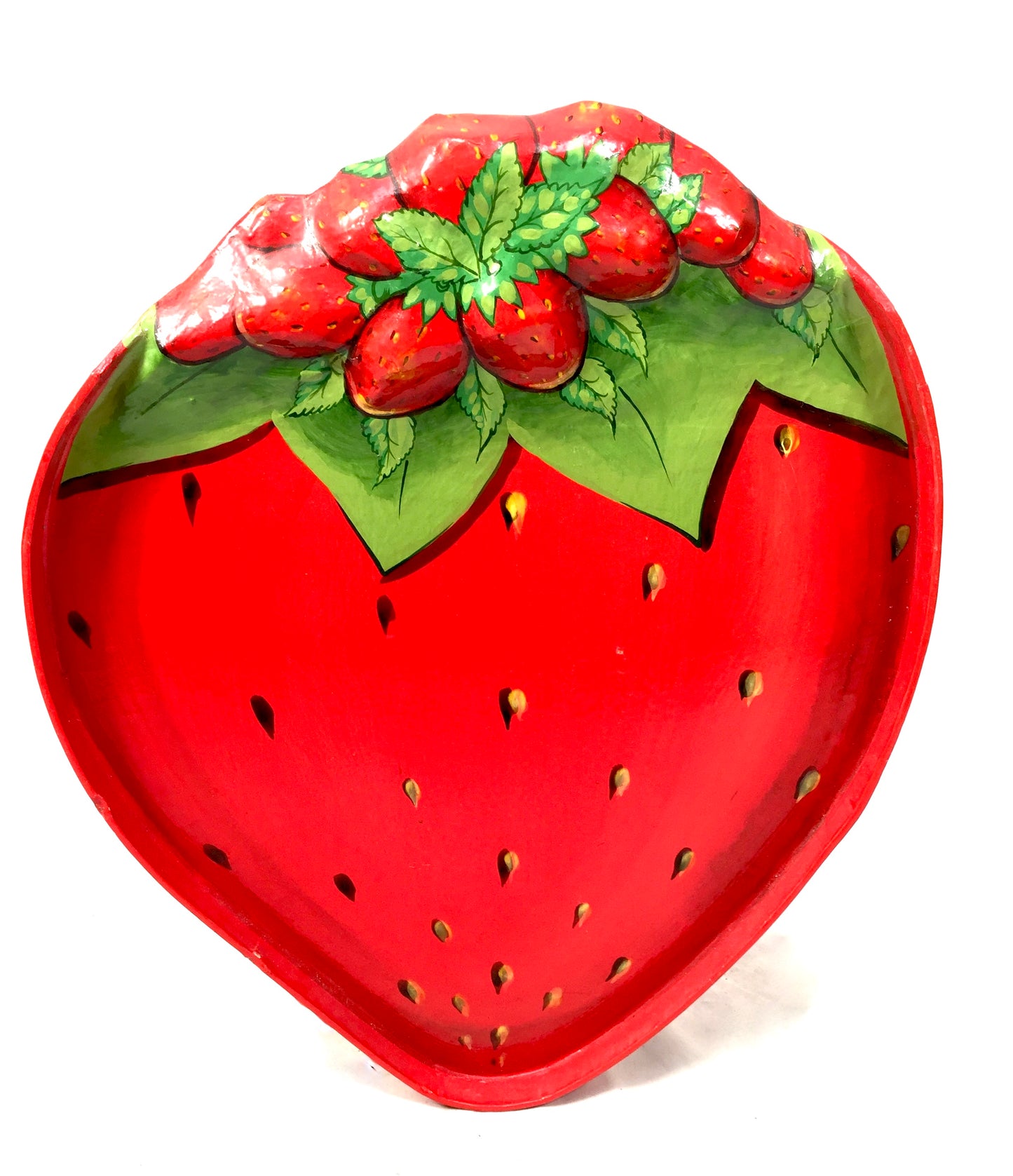Vintage Paper Mâché Hand Painted Strawberry & Cream Food  & Drink Serving Tray