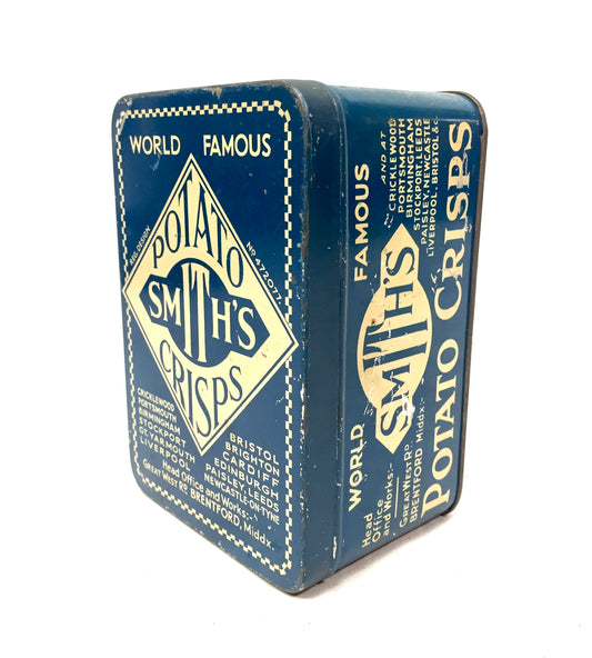 Antique Advertising World Famous Smith's Potato Crisp Food Tin c1950 Kitchenalia