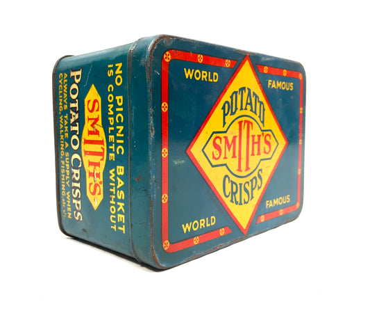 Antique Advertising World Famous Smith's Potato Crisp Food Tin c1950 Kitchenalia