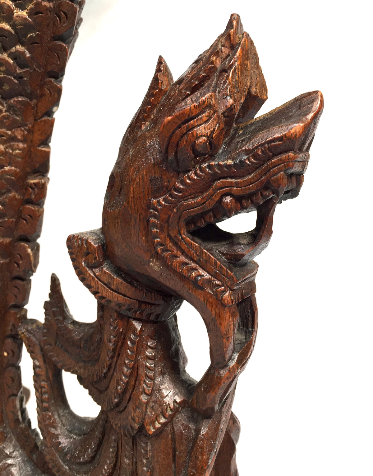 Antique 19th Century Burmese Carved Wooden Dragon & Serpent Octagonal Side Table