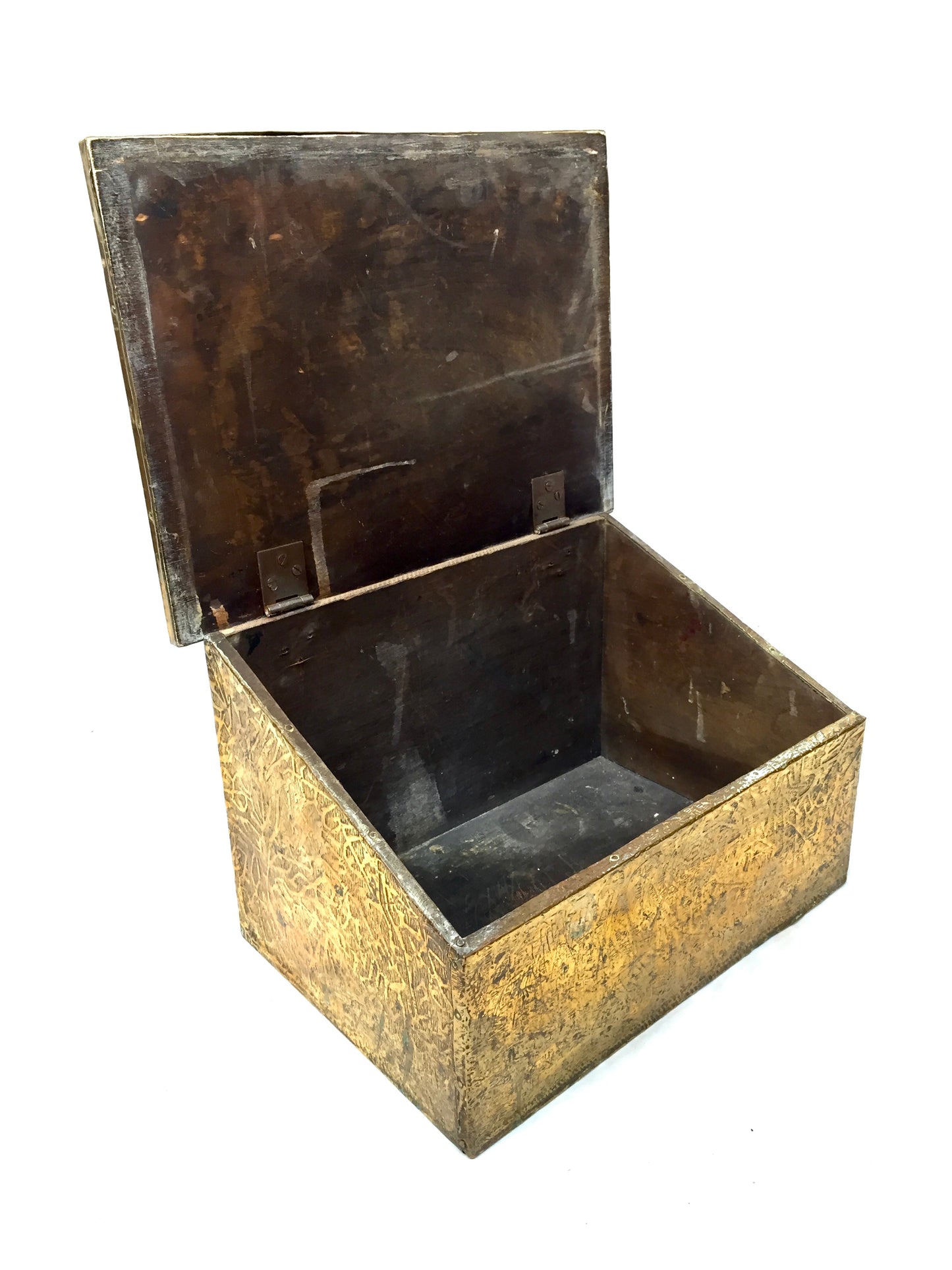 Antique Brass Bonzo Dog Slipper Box Fireside Storage Container Original c.1920