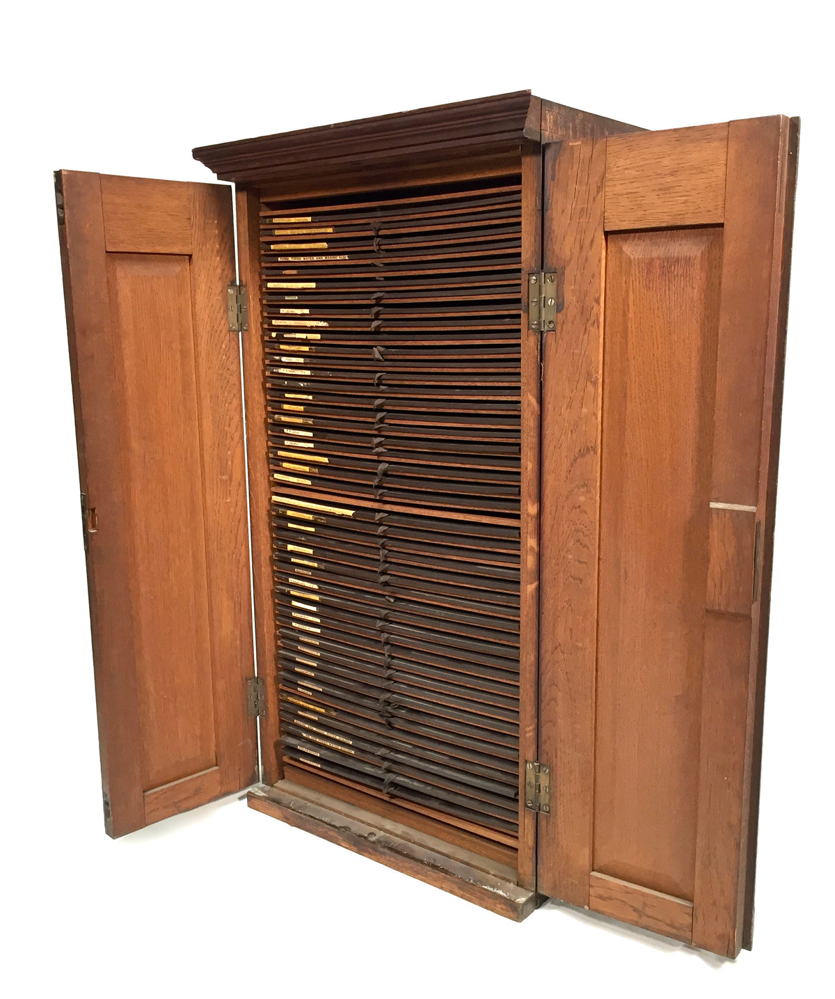 Antique Large Wooden Microscope Slide Collectors Cabinet Box / Holds 920 Slides