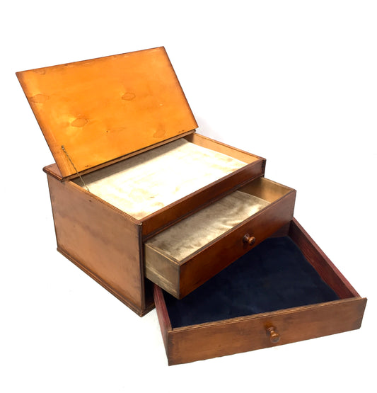 Antique Tabletop Storage Box / Sewing / Jewellery / Haberdashery Cabinet c1950