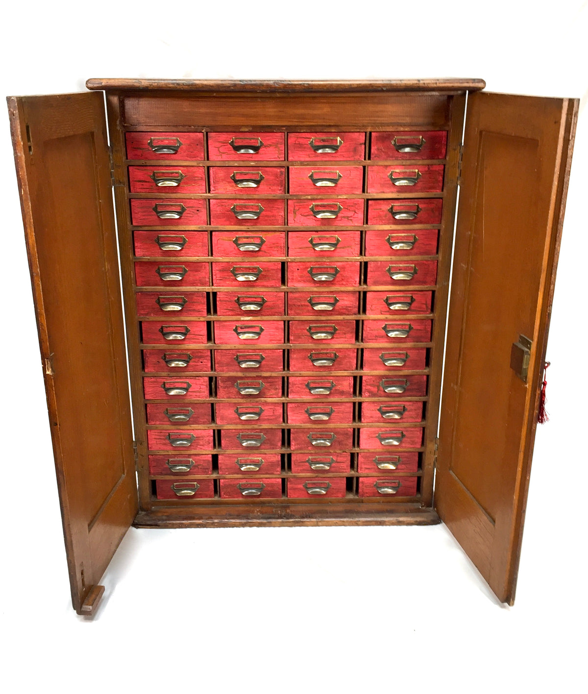 Antique Large Floor Standing Filing Cabinet Cupboard With Drawers Storage & Key