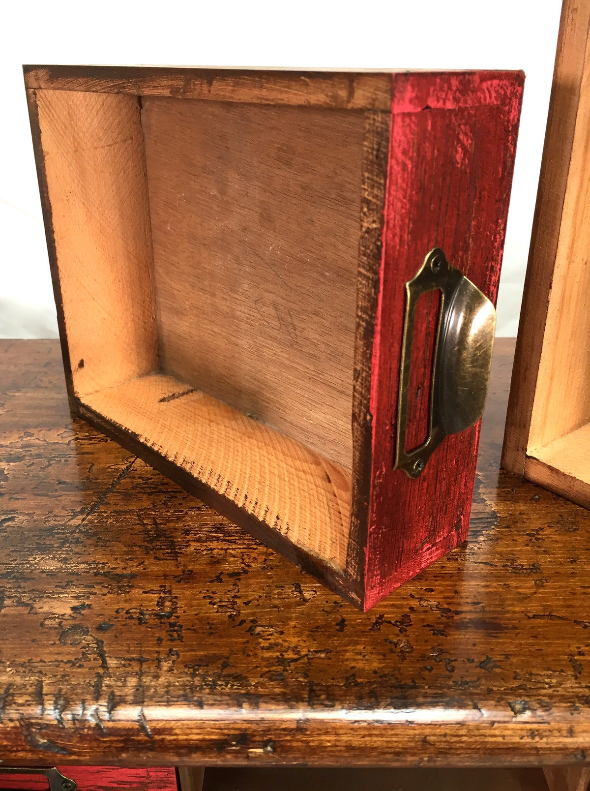 Antique Large Floor Standing Filing Cabinet Cupboard With Drawers Storage & Key