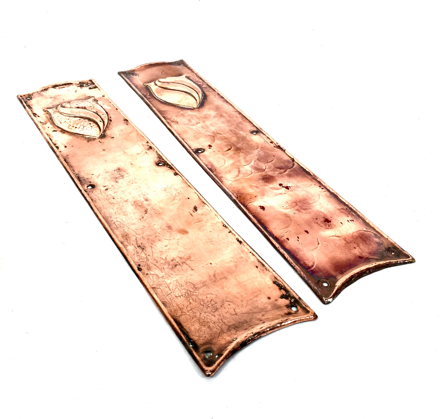 Antique Pair of Door Push Plates Copper Metal / Door Salvage Reclaimed c.1920