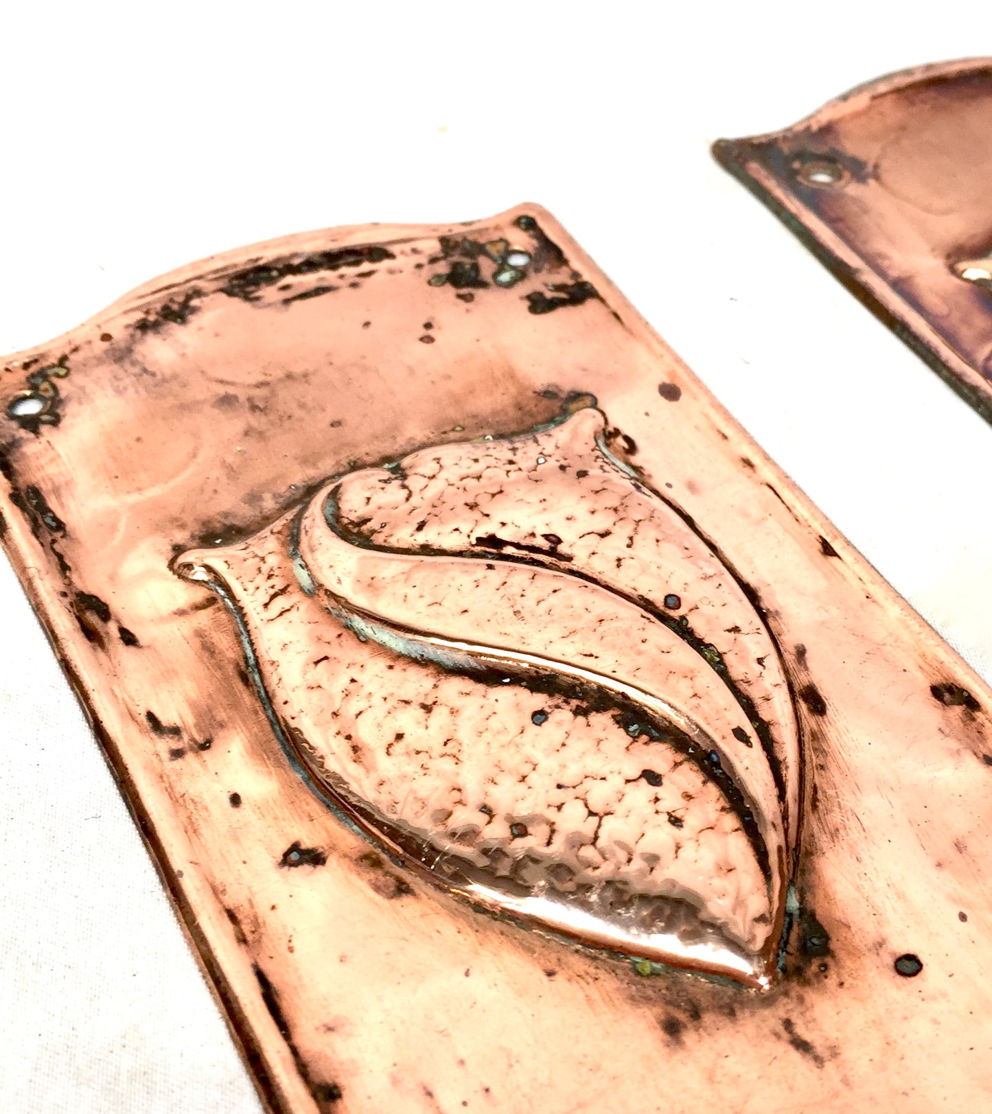 Antique Pair of Door Push Plates Copper Metal / Door Salvage Reclaimed c.1920