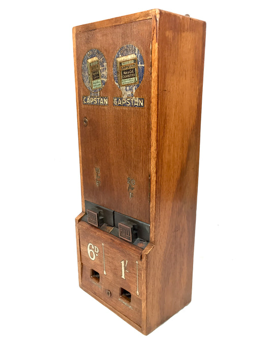 Antique Advertising - Wooden Capstan Double Cigarette Vending Machine c.1940s