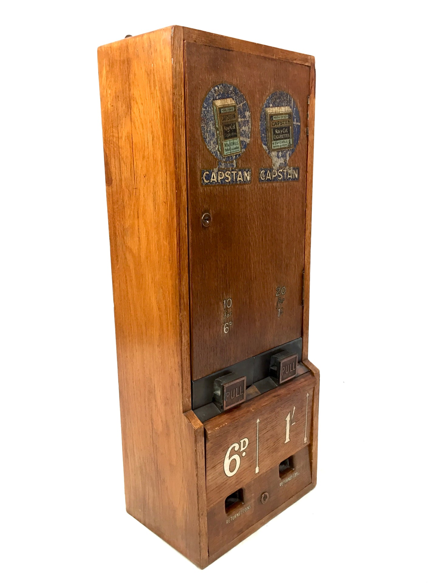 Antique Advertising - Wooden Capstan Double Cigarette Vending Machine c.1940s