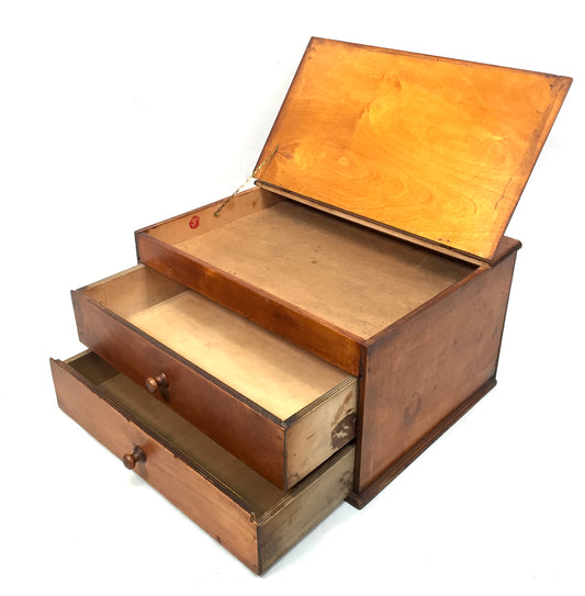Antique Tabletop Storage Box / Sewing /Haberdashery Cabinet / Jewellery / c1950