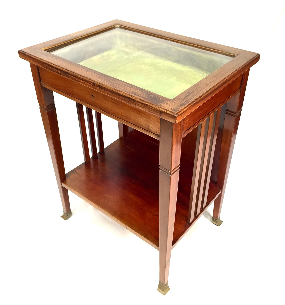 Antique Wooden Bijouterie Display Table and Collectors Display Cabinet c.1900