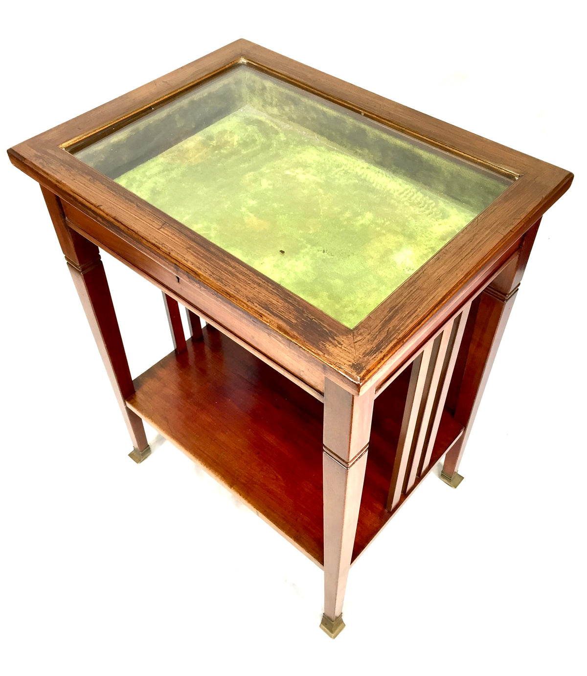 Antique Wooden Bijouterie Display Table and Collectors Display Cabinet c.1900