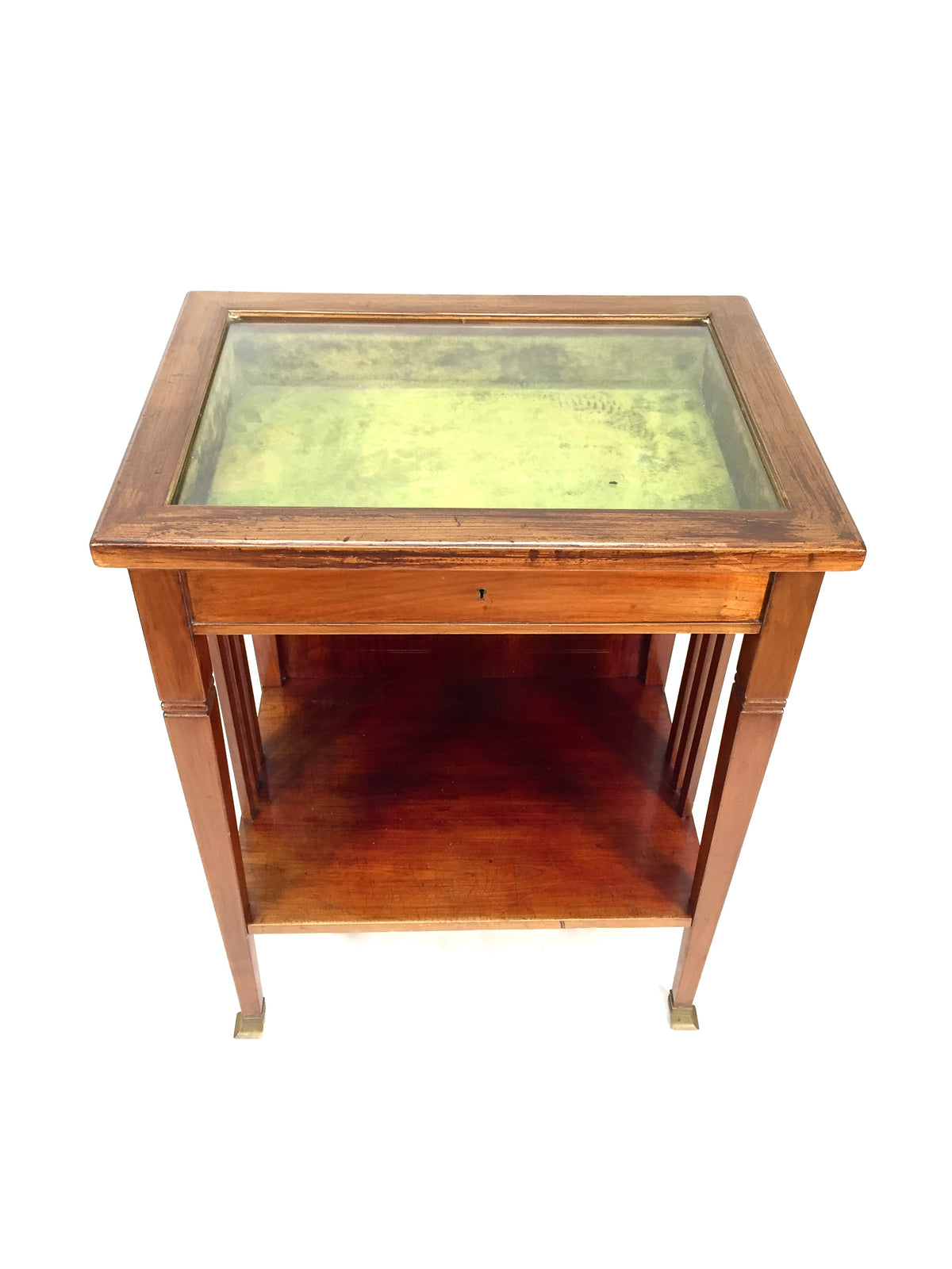Antique Wooden Bijouterie Display Table and Collectors Display Cabinet c.1900