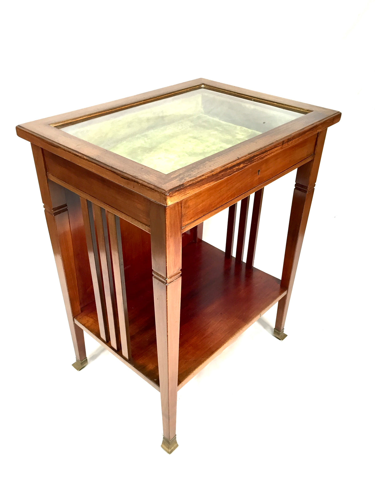Antique Wooden Bijouterie Display Table and Collectors Display Cabinet c.1900