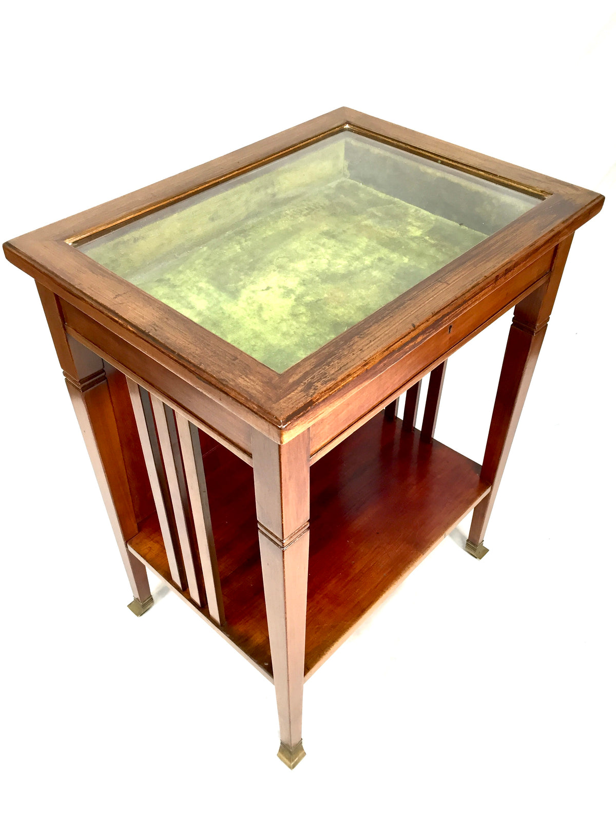 Antique Wooden Bijouterie Display Table and Collectors Display Cabinet c.1900
