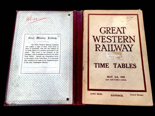 Antique WW2 Great Western Railway Timetable Booklet British Memorabilia 1943 GWR