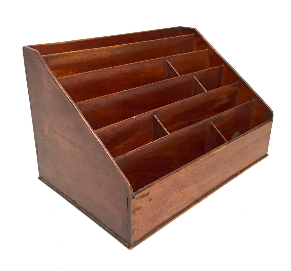 Antique Wooden Desktop Large Letter Rack / Stationery Holder / Organiser c.1910