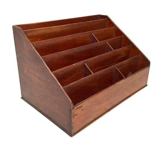 Antique Wooden Desktop Large Letter Rack / Stationery Holder / Organiser c.1910