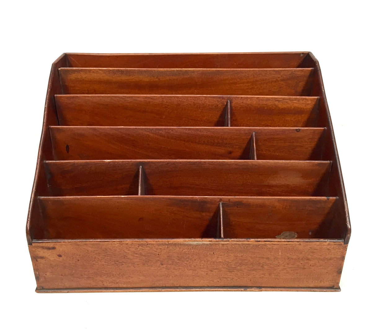 Antique Wooden Desktop Large Letter Rack / Stationery Holder / Organiser c.1910