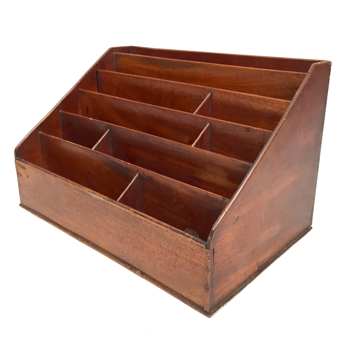 Antique Wooden Desktop Large Letter Rack / Stationery Holder / Organiser c.1910