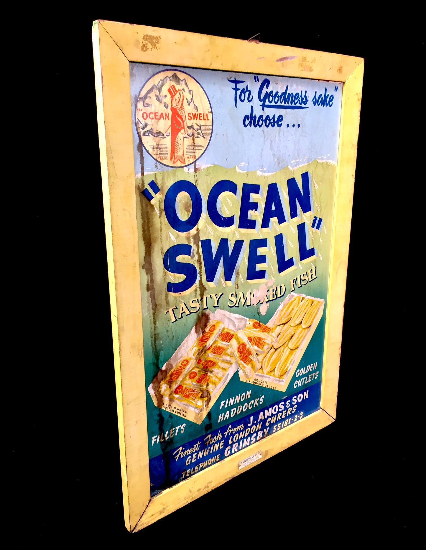 Antique Advertising - Wall Hanging Ocean Swell Grimsby Showcard Sign Poster