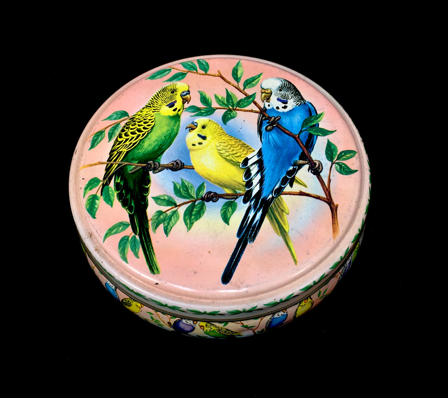 Antique Advertising - Peek Frean & Co Budgie Collectors Biscuit Tin Birds c.1950