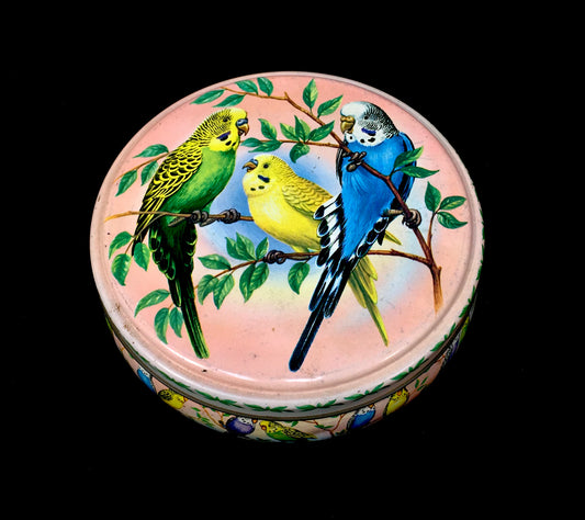 Antique Advertising - Peek Frean & Co Budgie Collectors Biscuit Tin Birds c.1950
