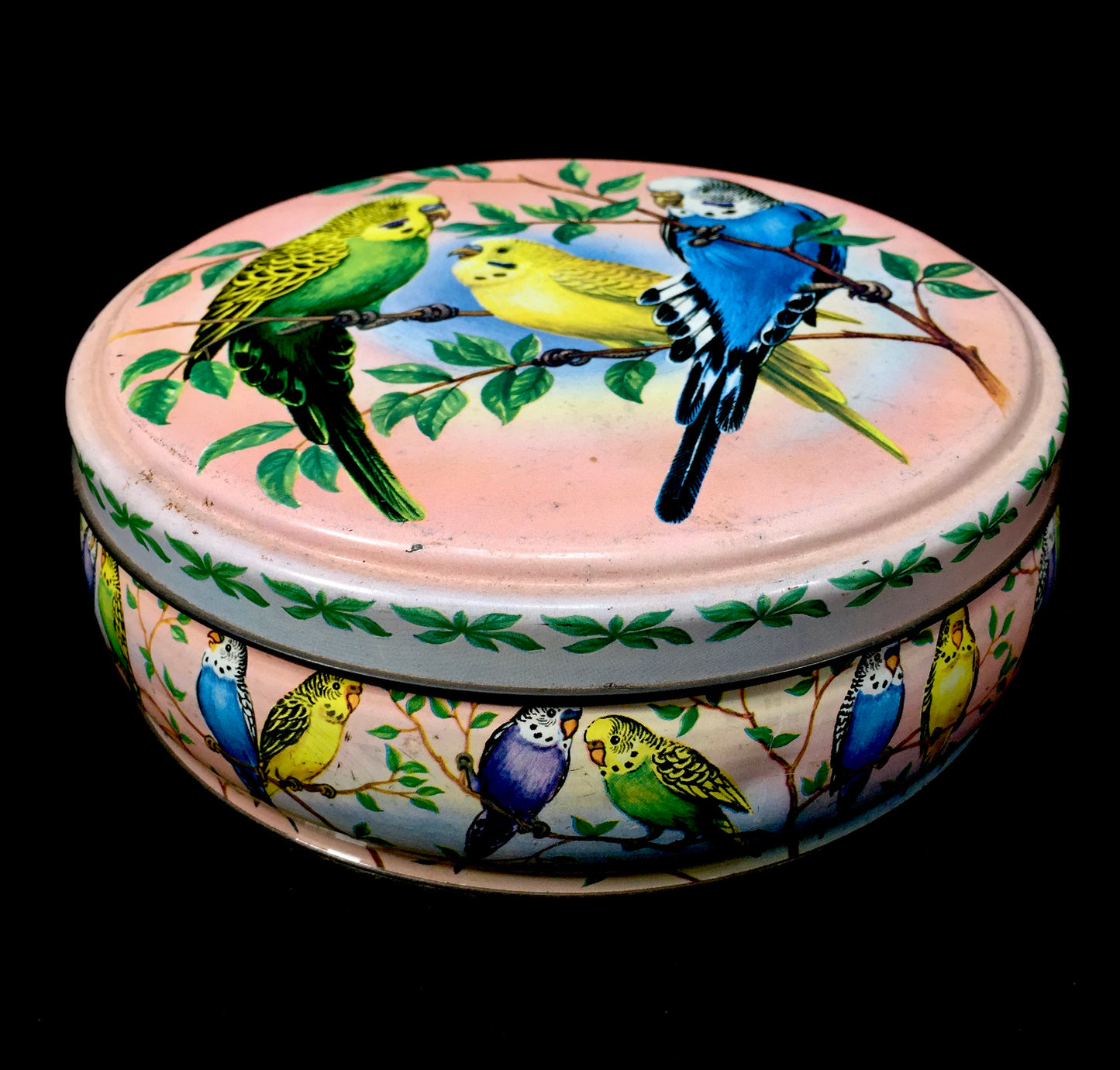 Antique Advertising - Peek Frean & Co Budgie Collectors Biscuit Tin Birds c.1950