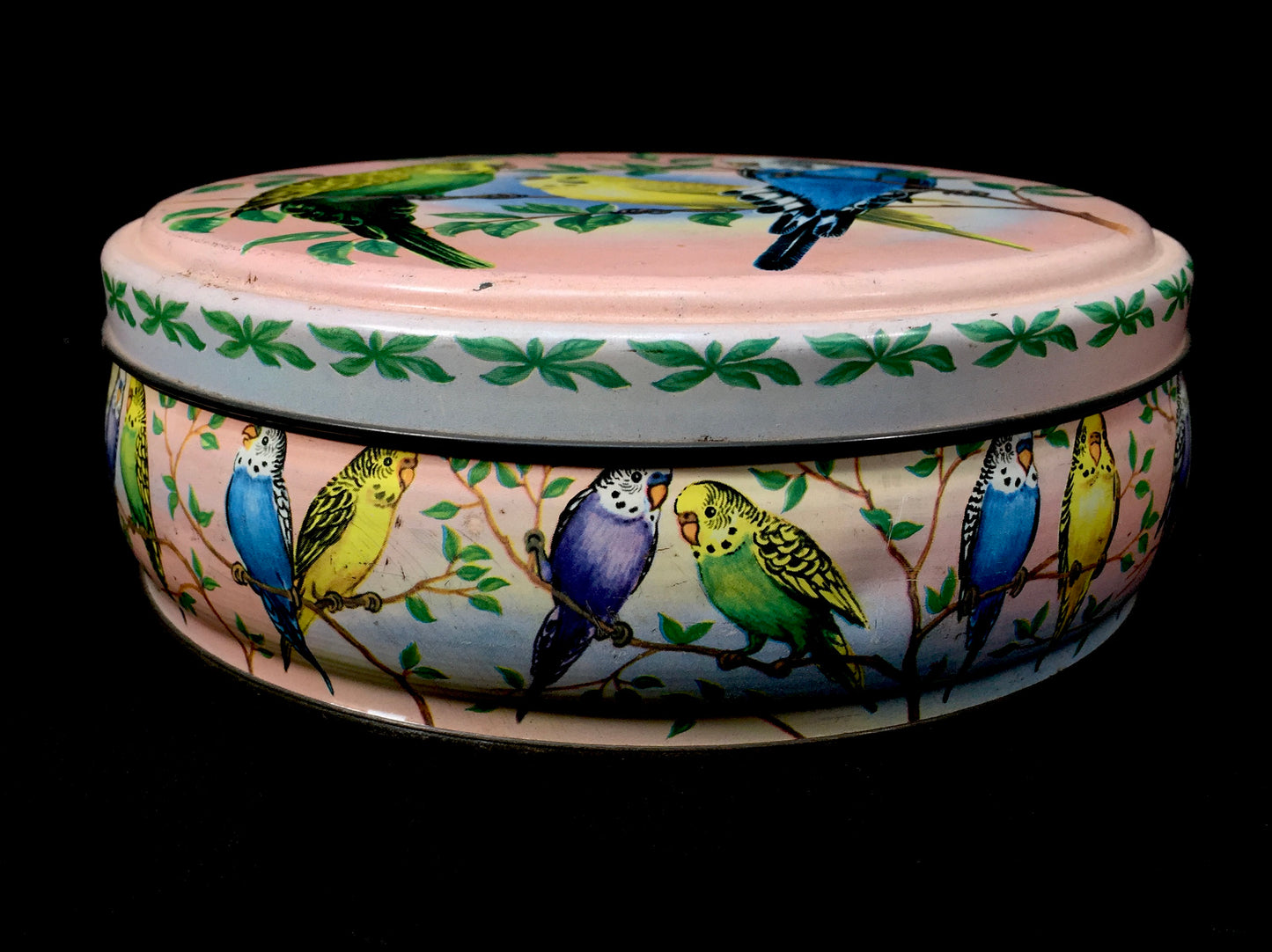 Antique Advertising - Peek Frean & Co Budgie Collectors Biscuit Tin Birds c.1950