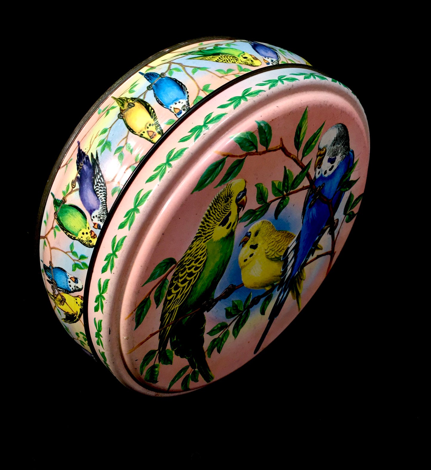 Antique Advertising - Peek Frean & Co Budgie Collectors Biscuit Tin Birds c.1950