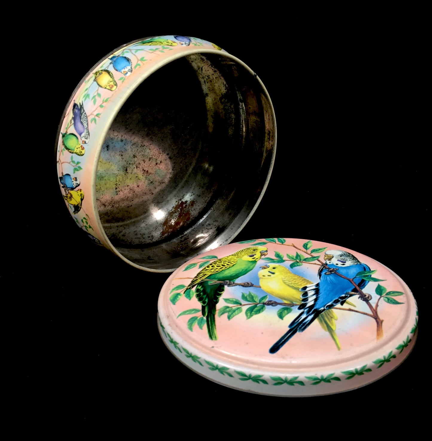 Antique Advertising - Peek Frean & Co Budgie Collectors Biscuit Tin Birds c.1950