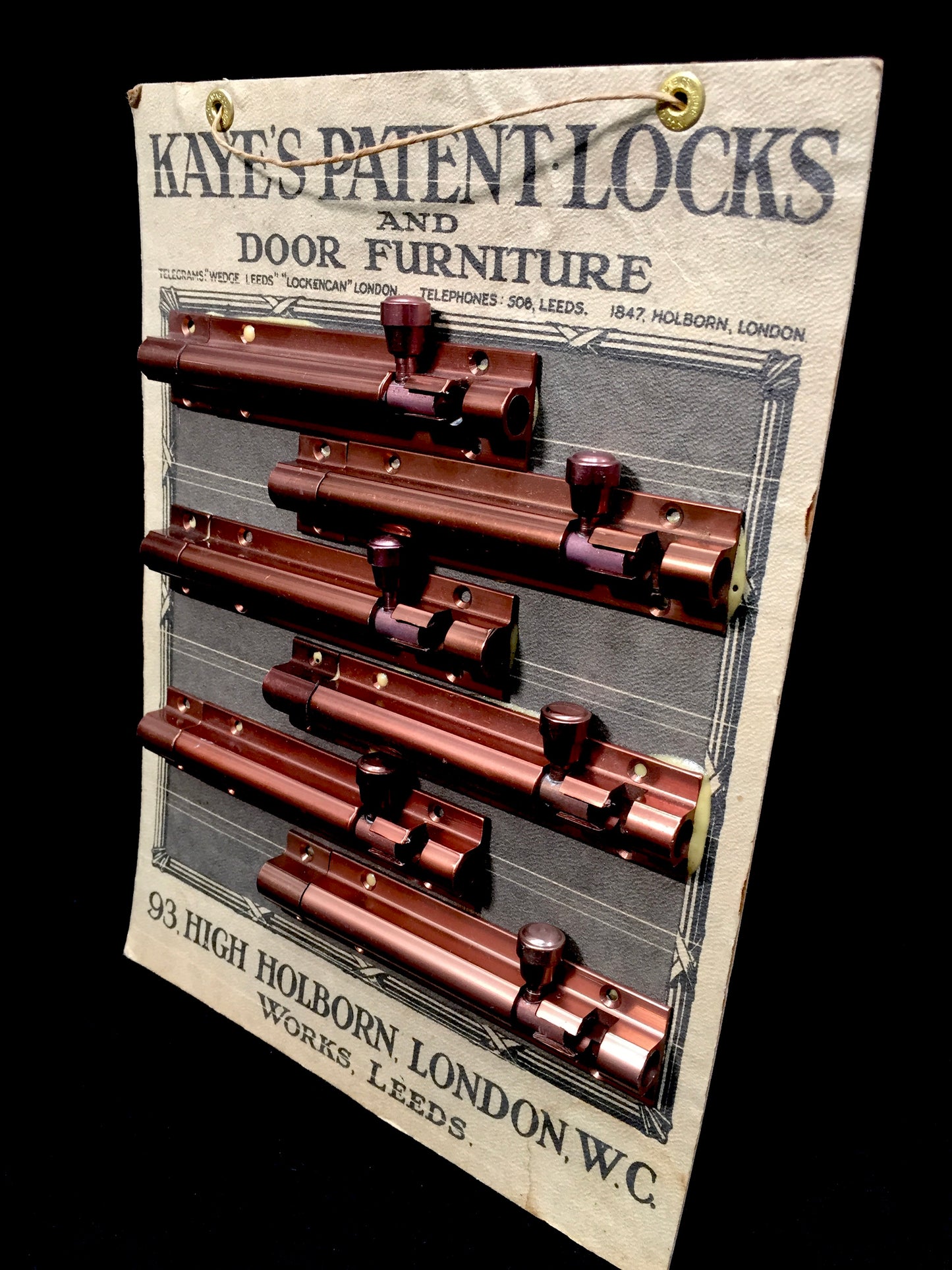 Antique Advertising - Wall Hanging Showcard Kayes Patent Locks & Door Furniture