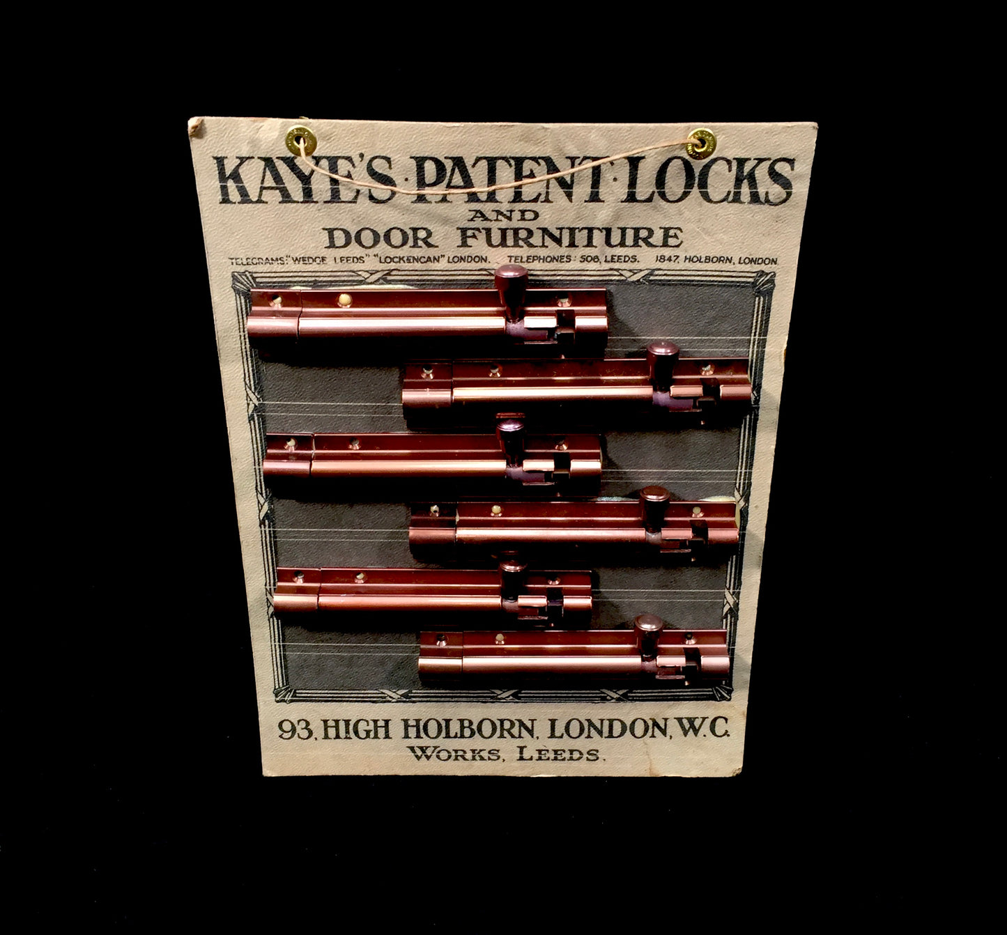 Antique Advertising - Wall Hanging Showcard Kayes Patent Locks & Door Furniture