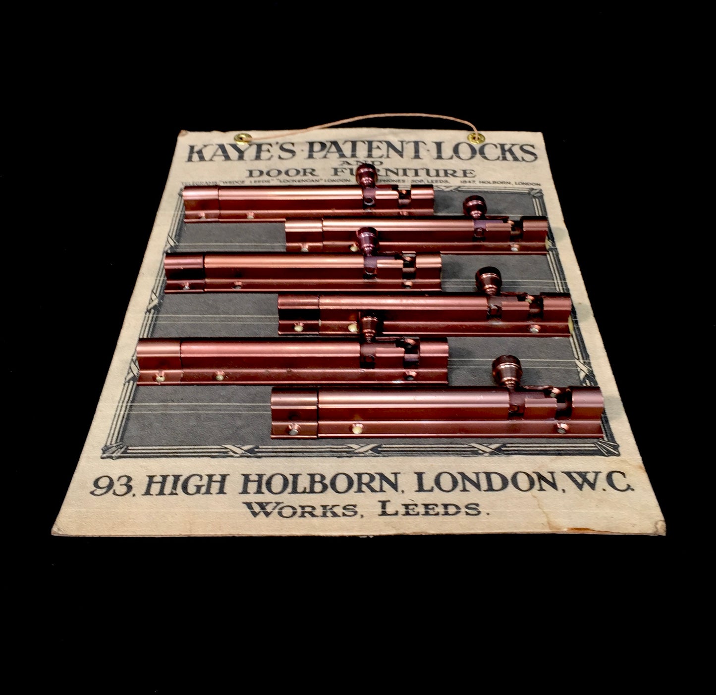 Antique Advertising - Wall Hanging Showcard Kayes Patent Locks & Door Furniture