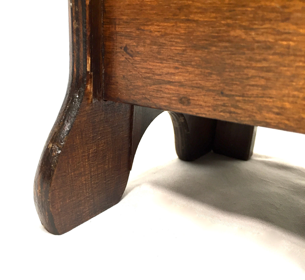 Antique Wooden Hand Painted Magazine Rack with Fold Out Side Table Tray c.1950