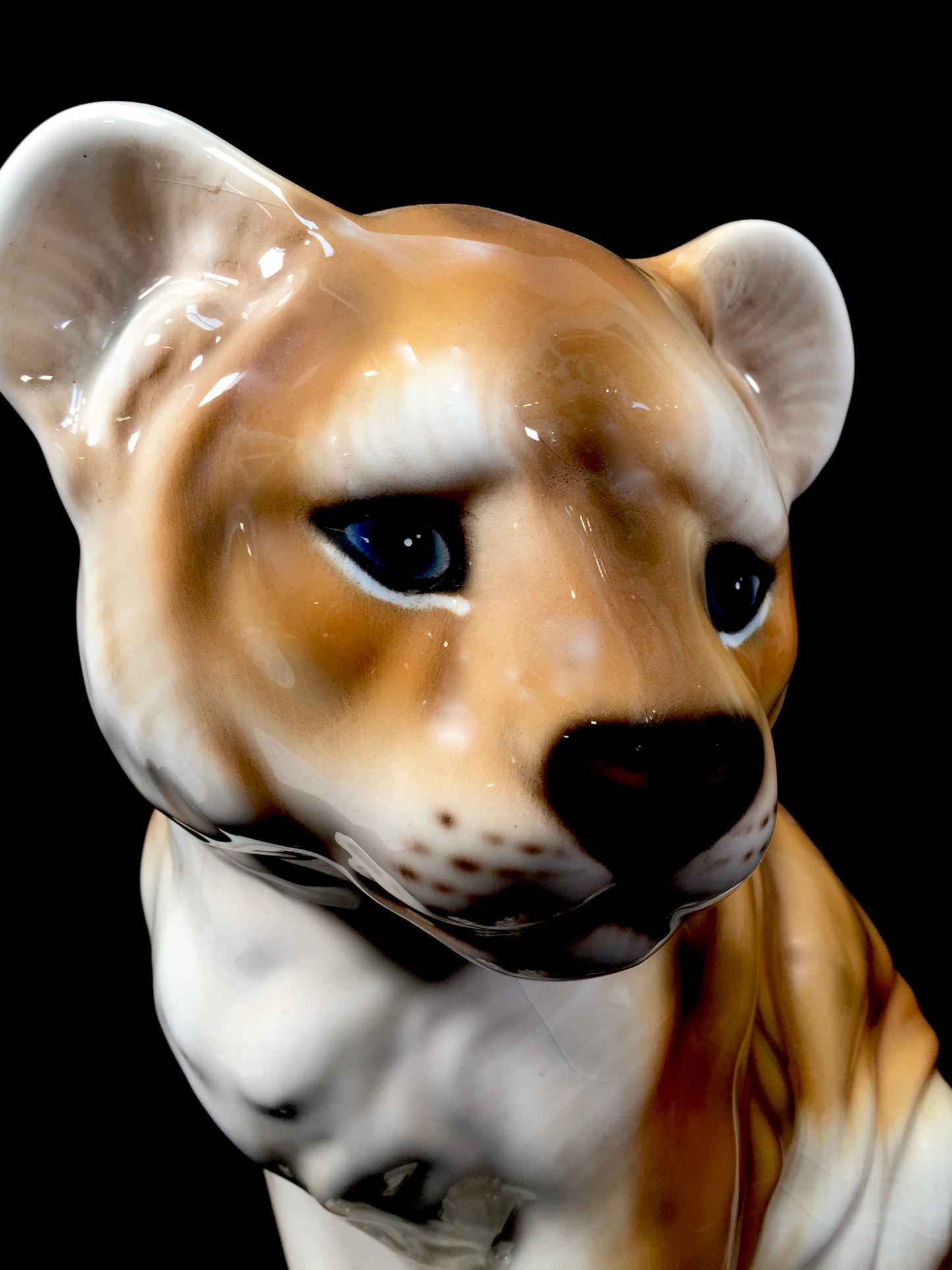 Vintage 1970s Italian Made Large Ceramic Tiger Cub Statue Sculpture / Animal