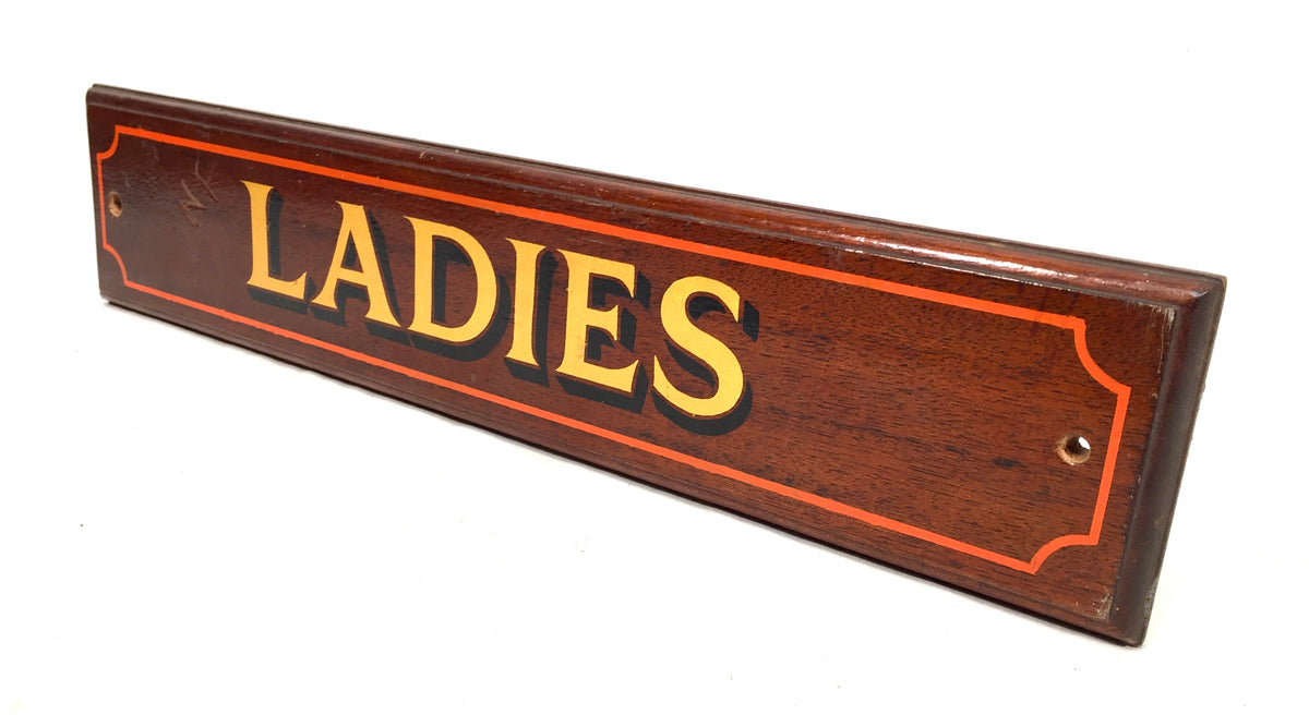 Vintage 20th Century Wooden Salvaged Ladies & Gentlemen Pub Toilet Door Sign