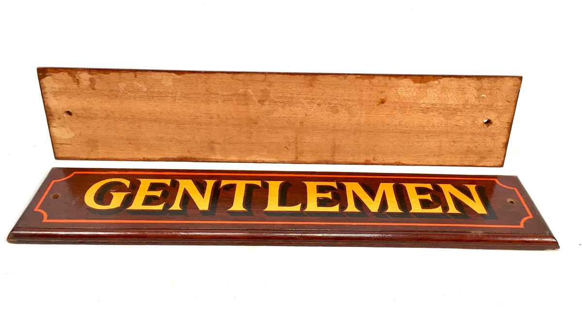 Vintage 20th Century Wooden Salvaged Ladies & Gentlemen Pub Toilet Door Sign