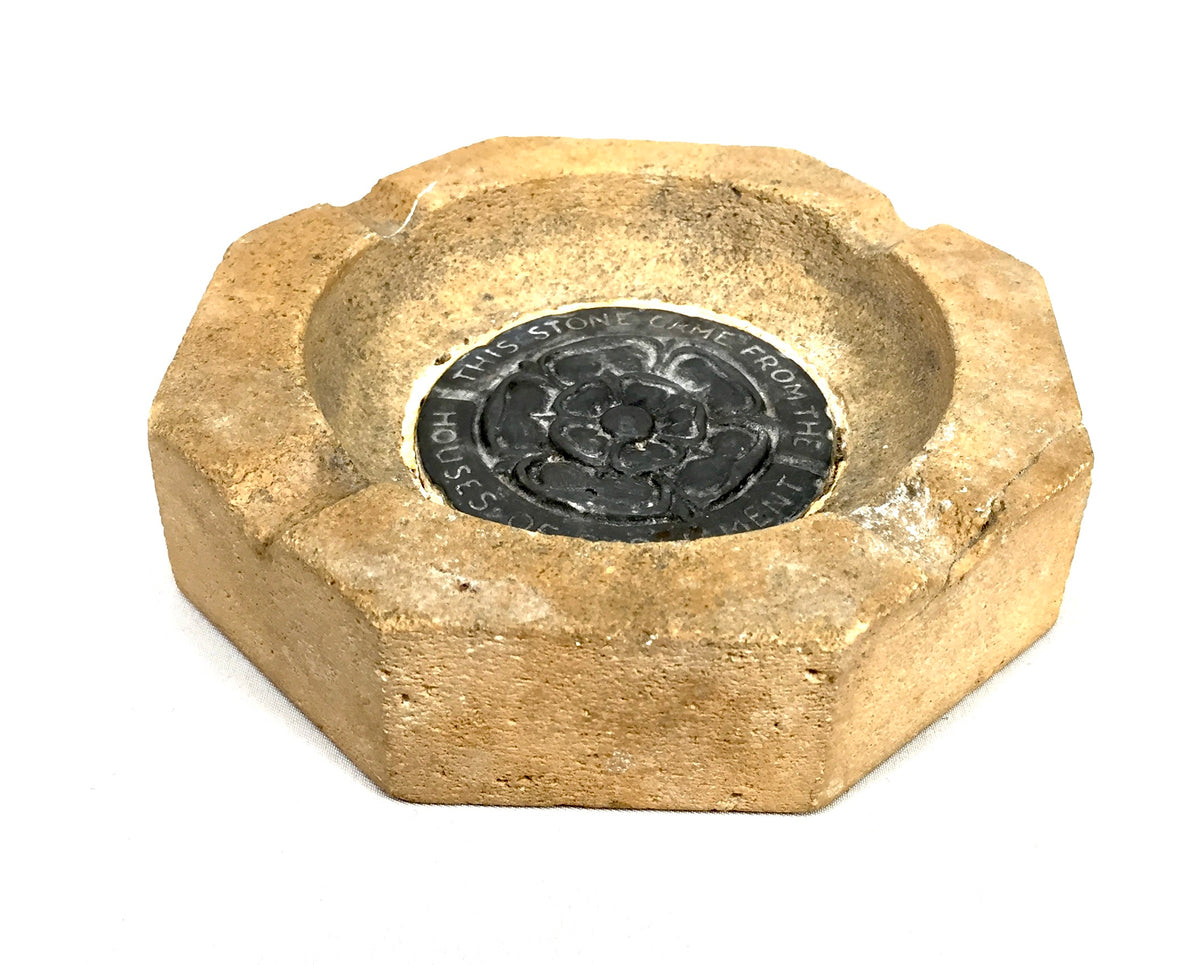 Antique Second World War Salvaged Houses of Parliament Stone Ashtray 1940s WWII