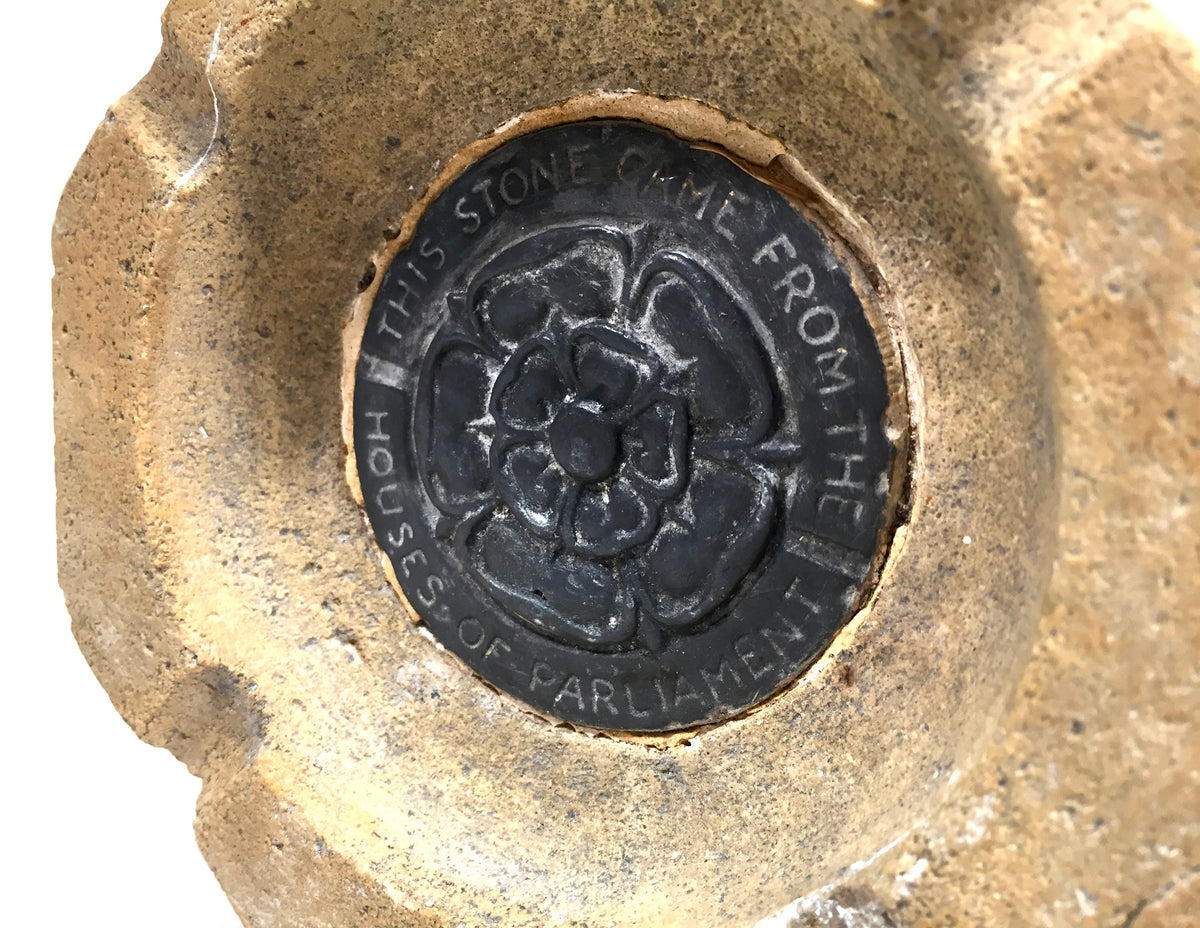 Antique Second World War Salvaged Houses of Parliament Stone Ashtray 1940s WWII