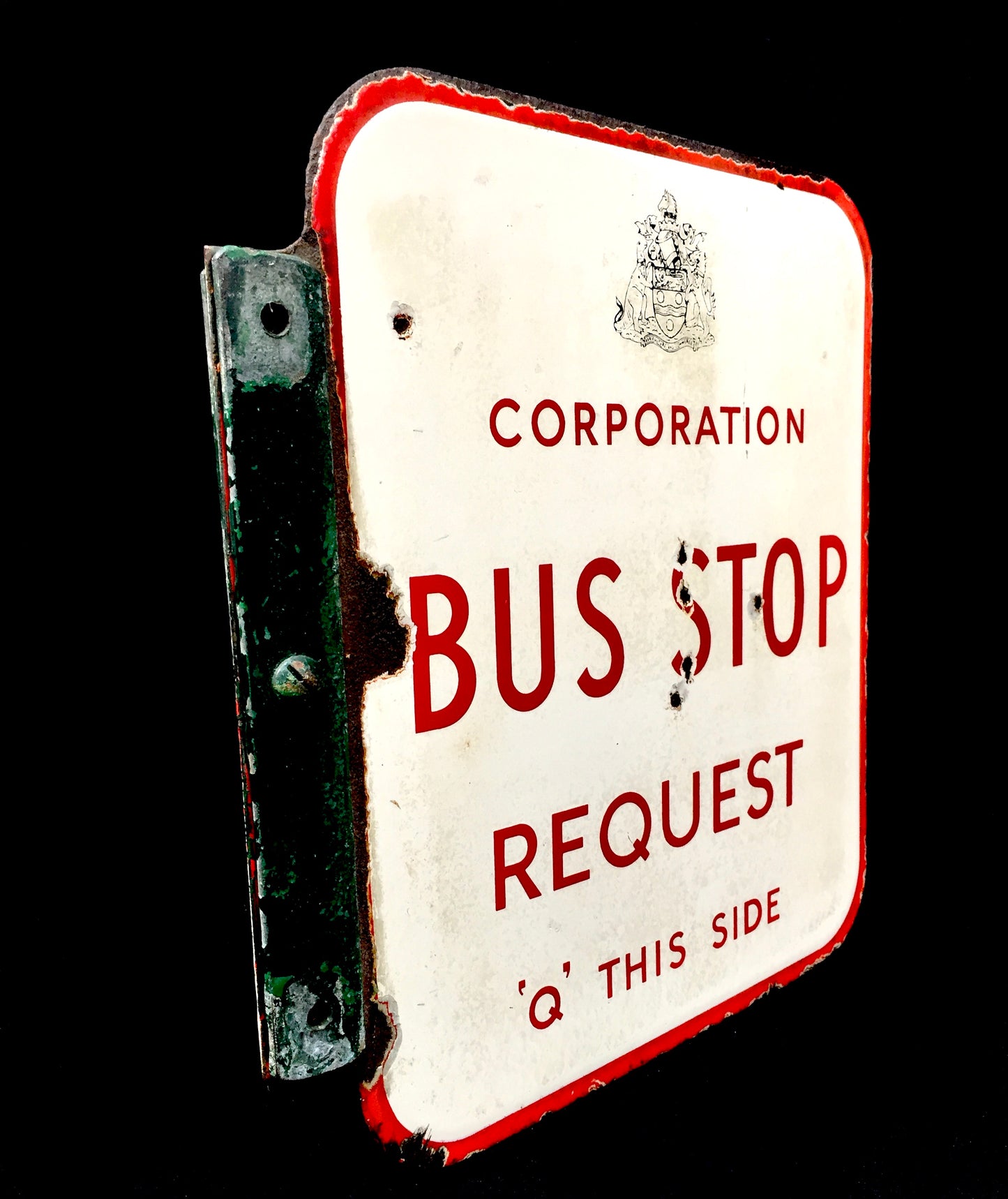 Antique Wall Mounted Double Sided Enamel Bus Stop Sign Maidstone Corporation