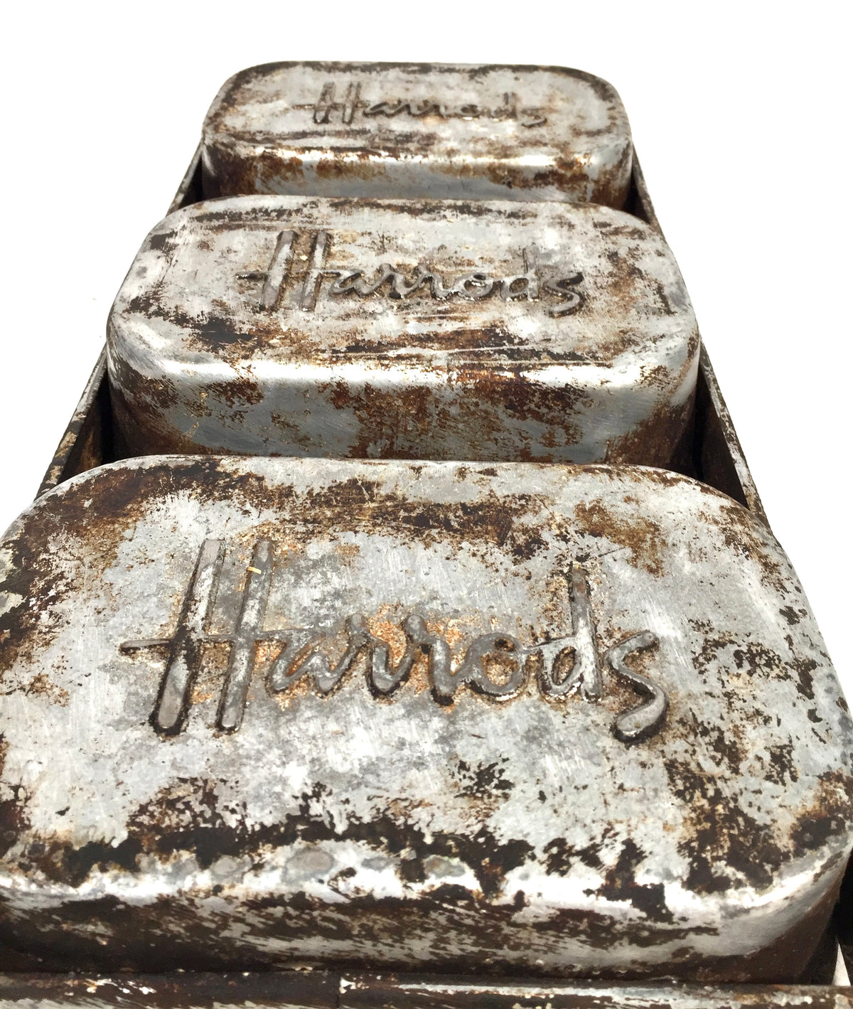 Antique Advertising Kitchenalia - Metal Harrods of London Bread Loaf Tin c.1930