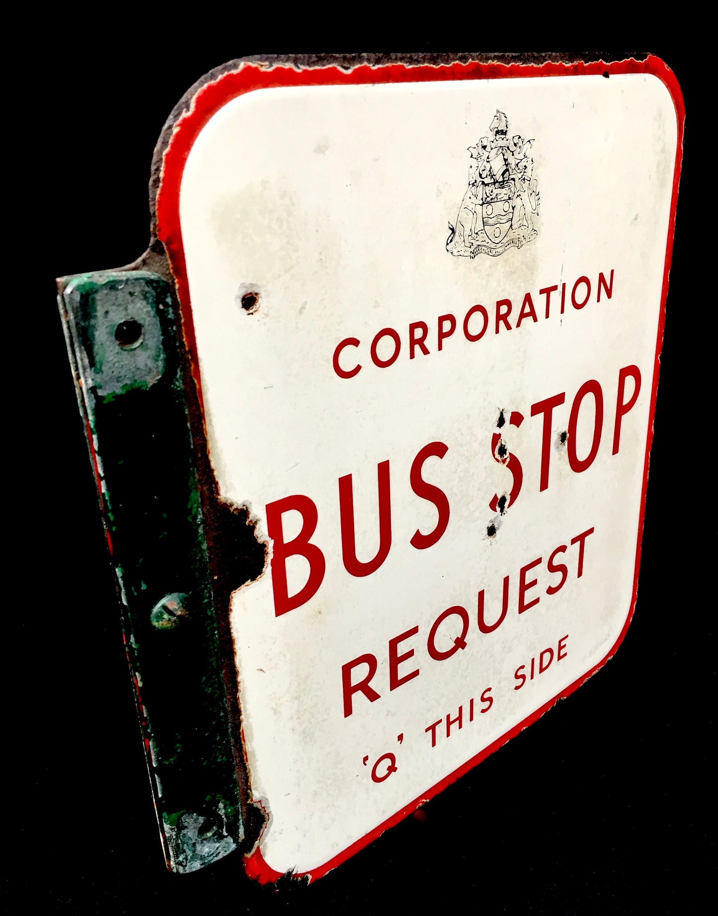 Antique Wall Mounted Double Sided Enamel Bus Stop Sign Maidstone Corporation