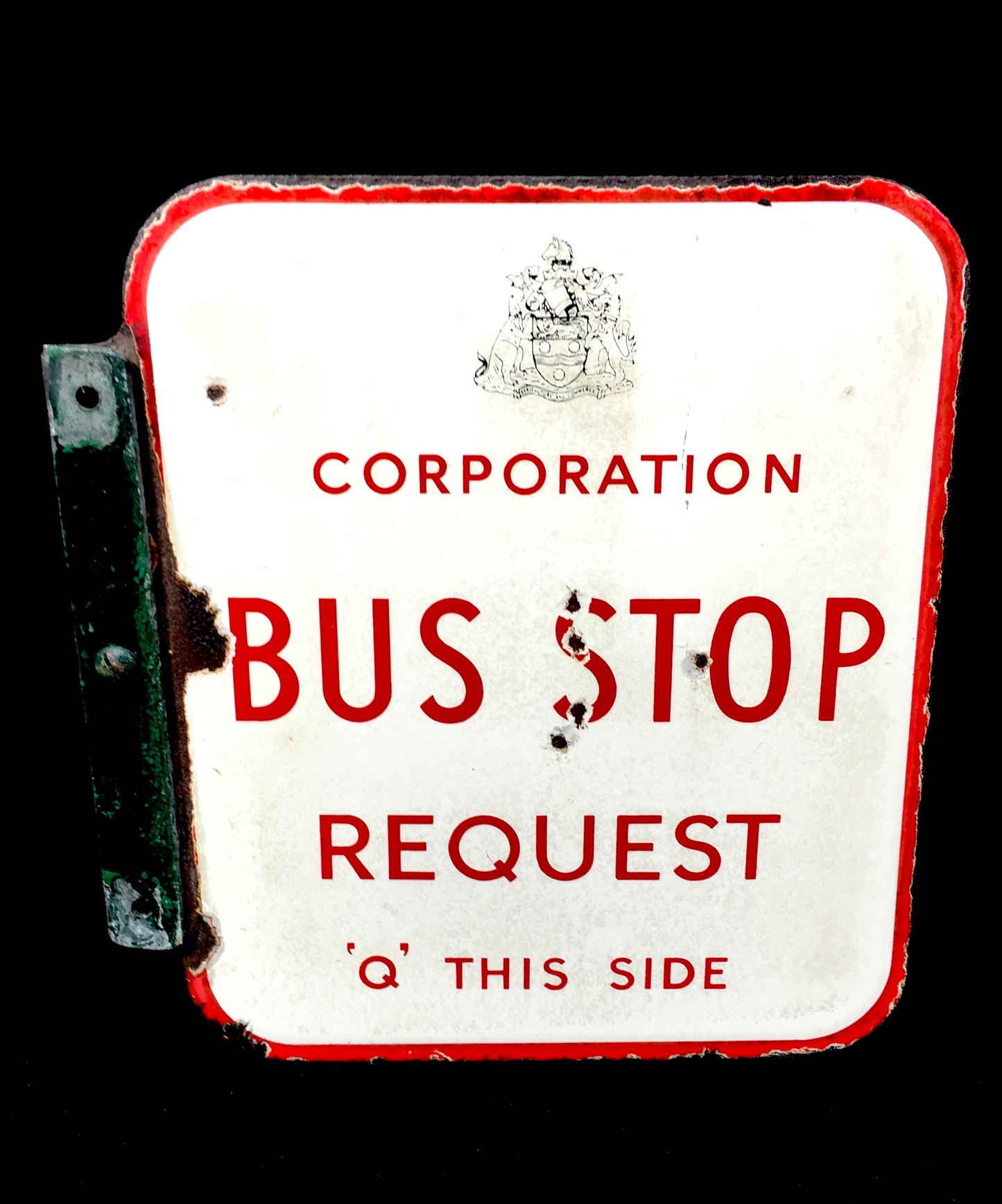 Antique Wall Mounted Double Sided Enamel Bus Stop Sign Maidstone Corporation