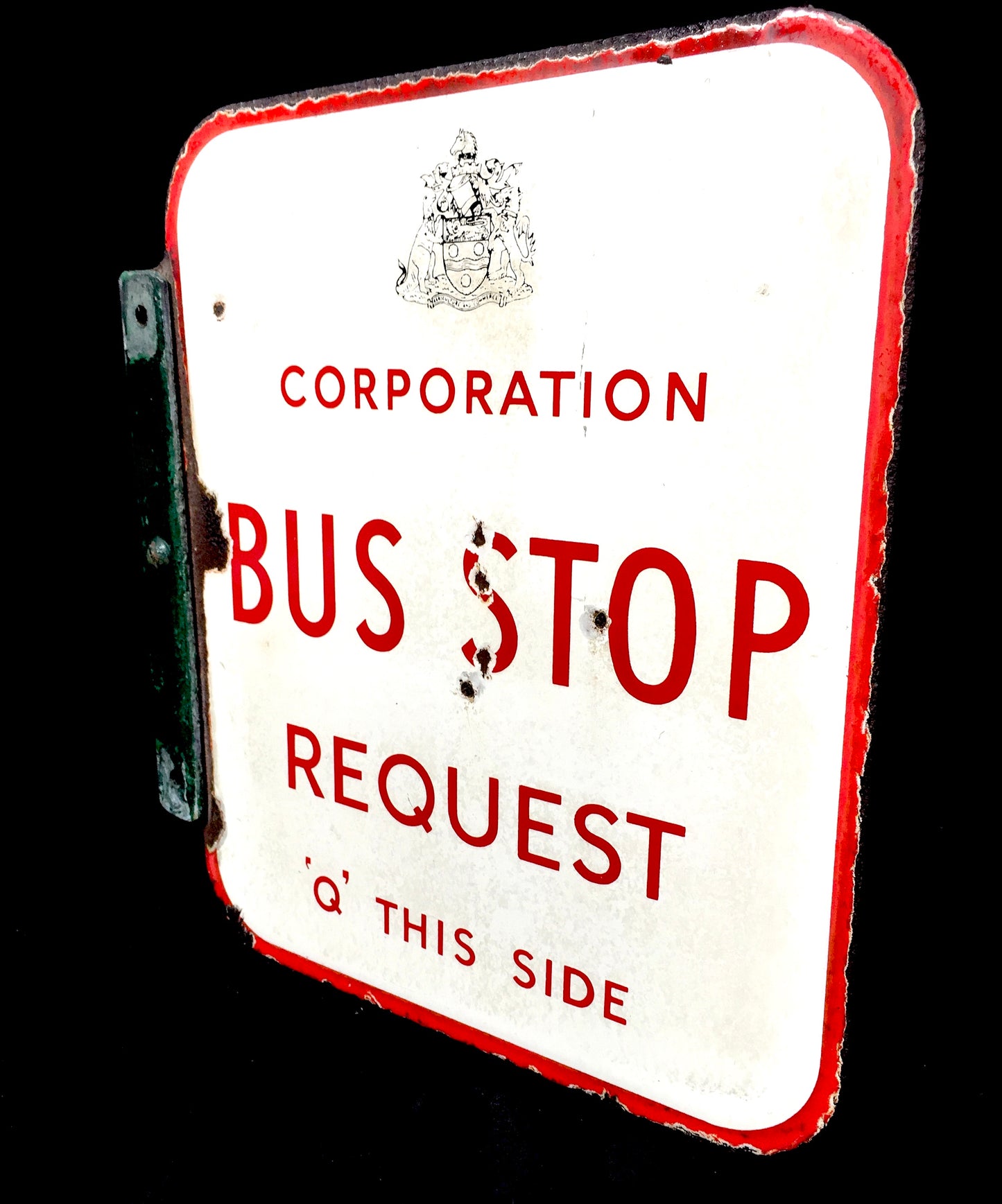 Antique Wall Mounted Double Sided Enamel Bus Stop Sign Maidstone Corporation