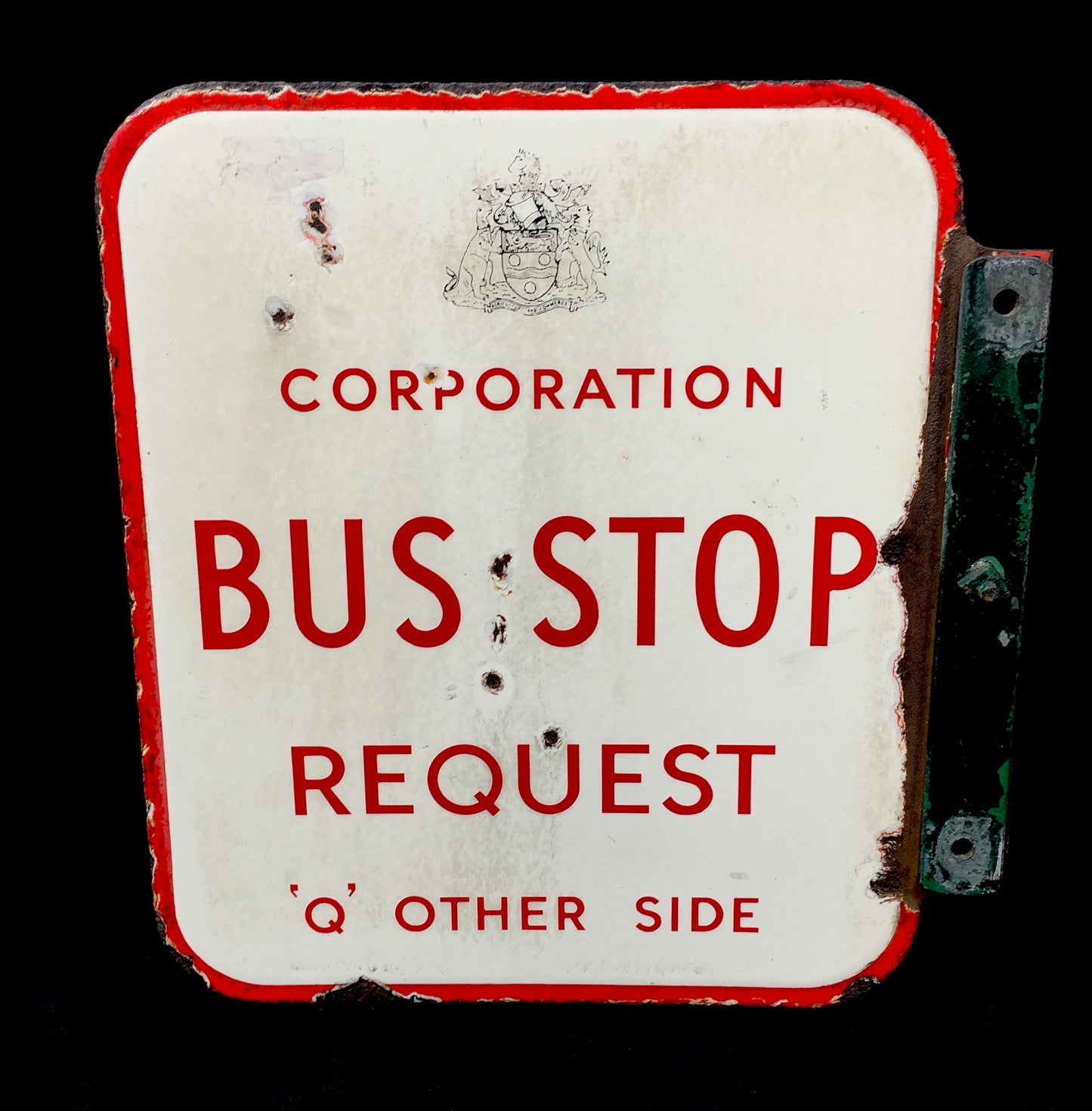 Antique Wall Mounted Double Sided Enamel Bus Stop Sign Maidstone Corporation