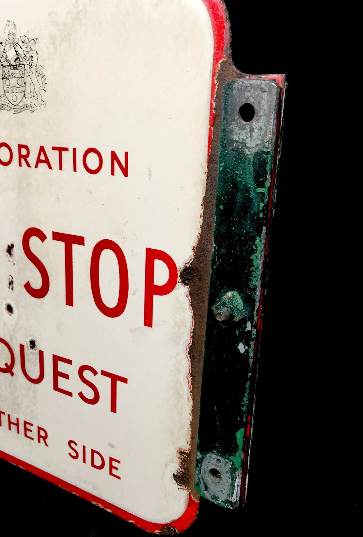 Antique Wall Mounted Double Sided Enamel Bus Stop Sign Maidstone Corporation