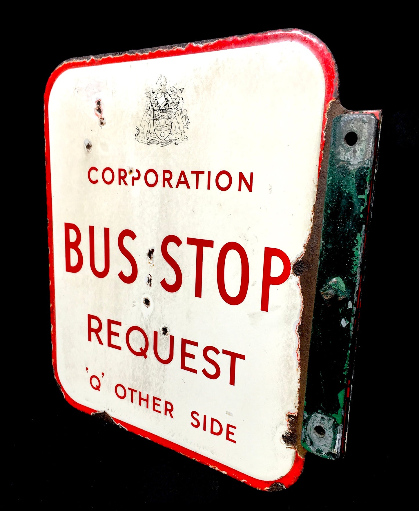 Antique Wall Mounted Double Sided Enamel Bus Stop Sign Maidstone Corporation