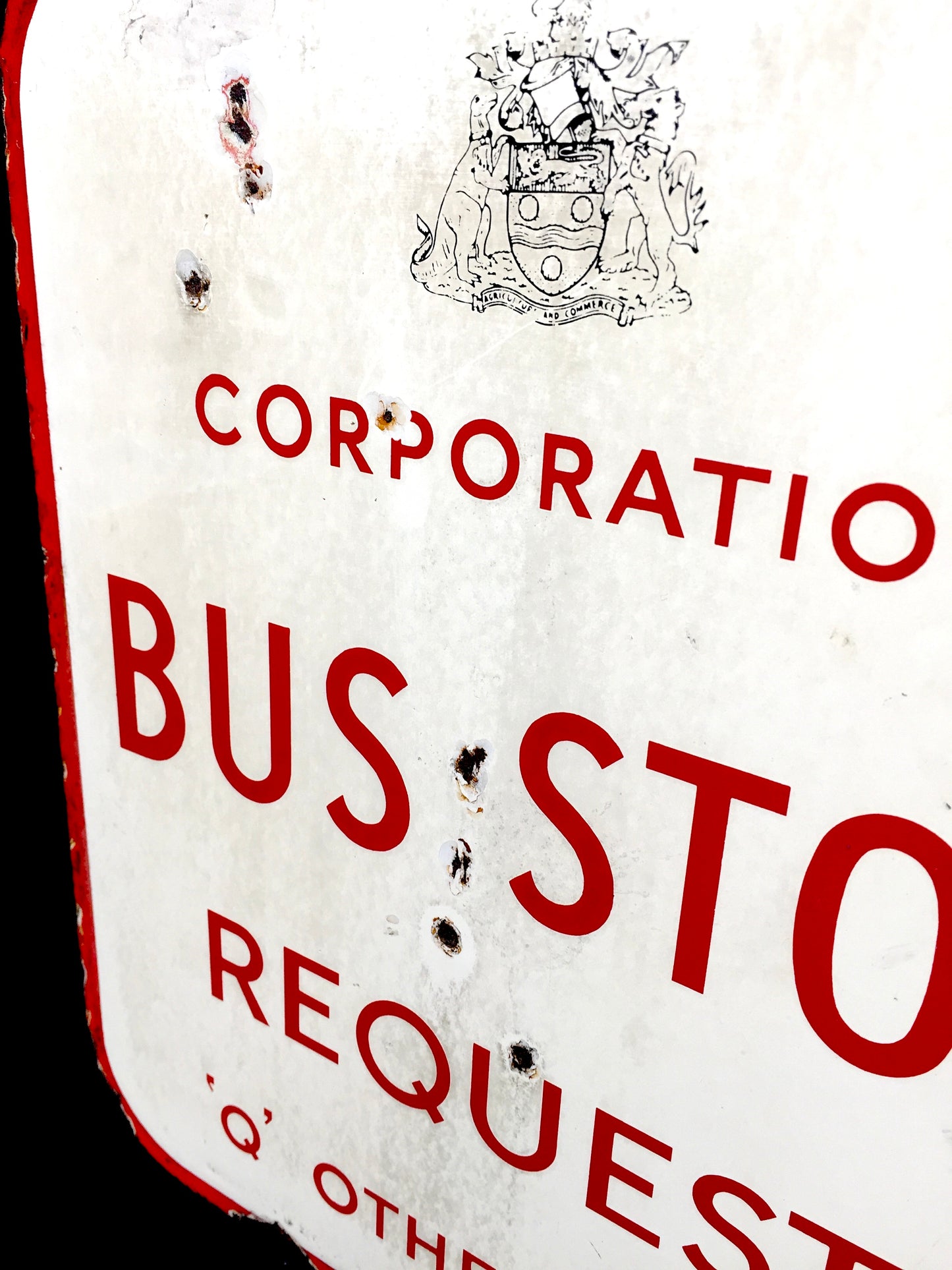 Antique Wall Mounted Double Sided Enamel Bus Stop Sign Maidstone Corporation