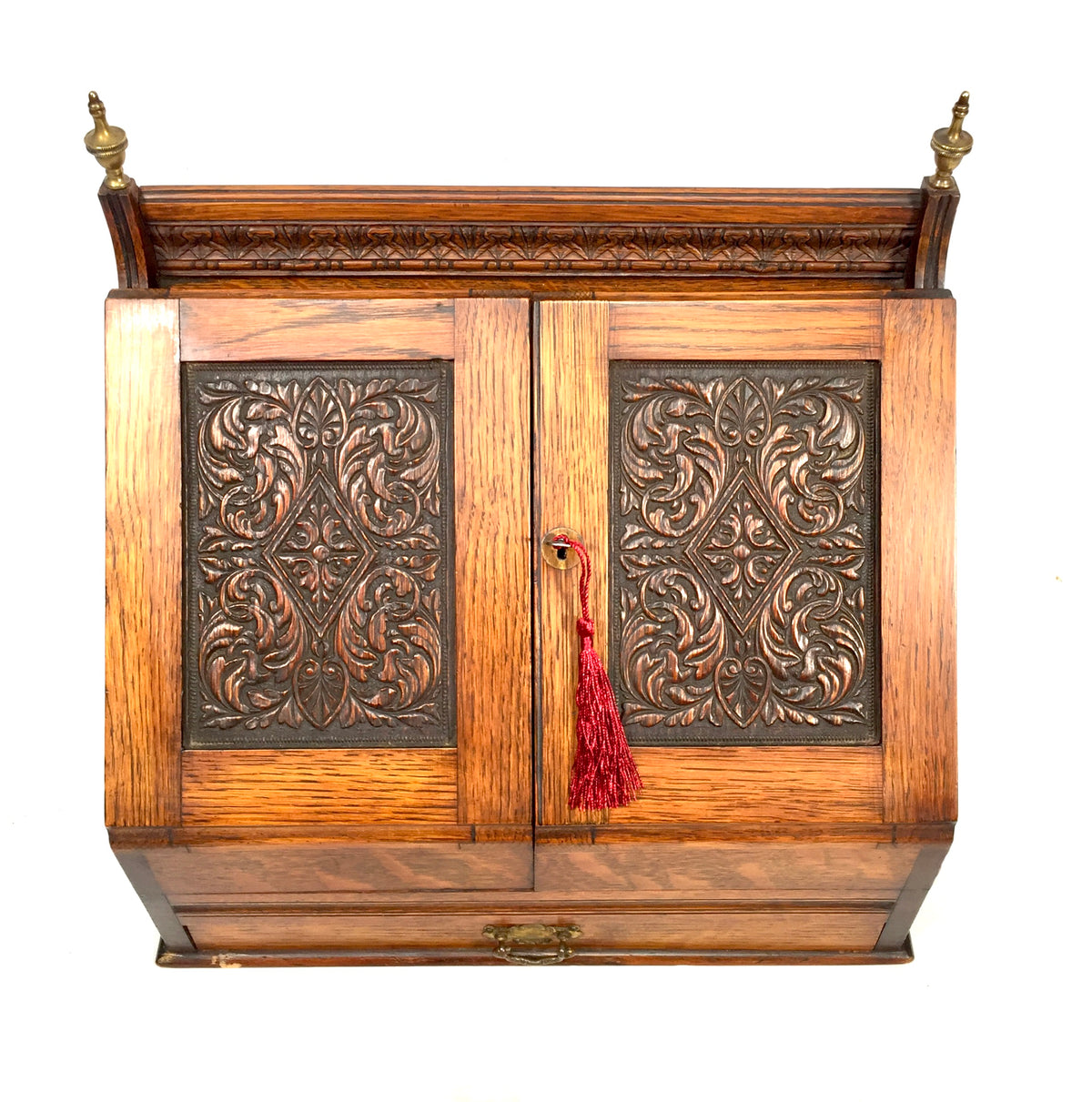 Antique Victorian Oak Aesthetic Movement Stationery Box Desk Tidy Letter Holder